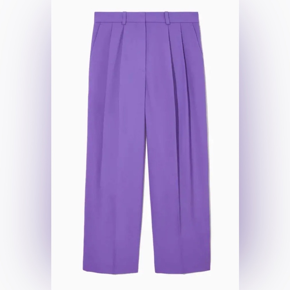 COS Purple Wide-Leg Tailored Wool Trousers